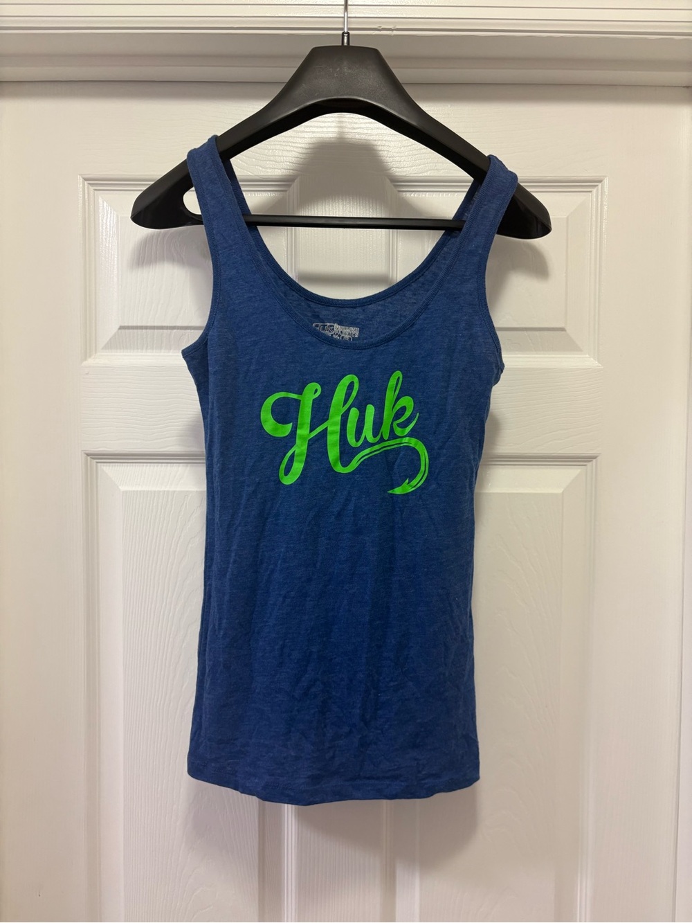 Huk Navy Blue Tank with Neon Green Huk Script